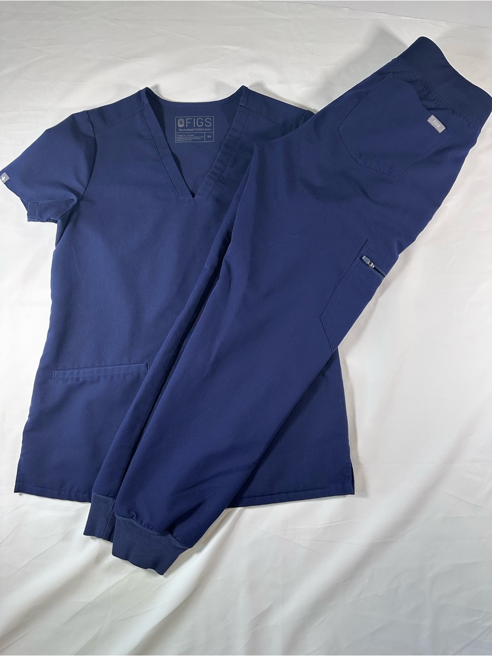 Figs Women's Scrub Set in Navy Blue - V-Neck Top & Jogger Pants
